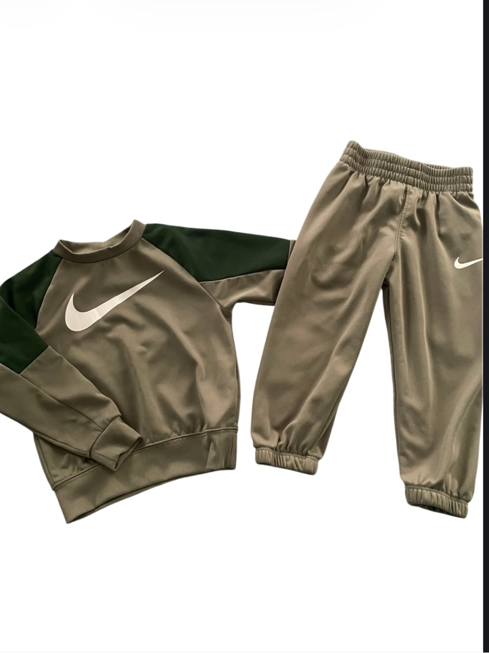 Nike Olive Green Boys Sweatshirt & Joggers Set with Dark Green Accents